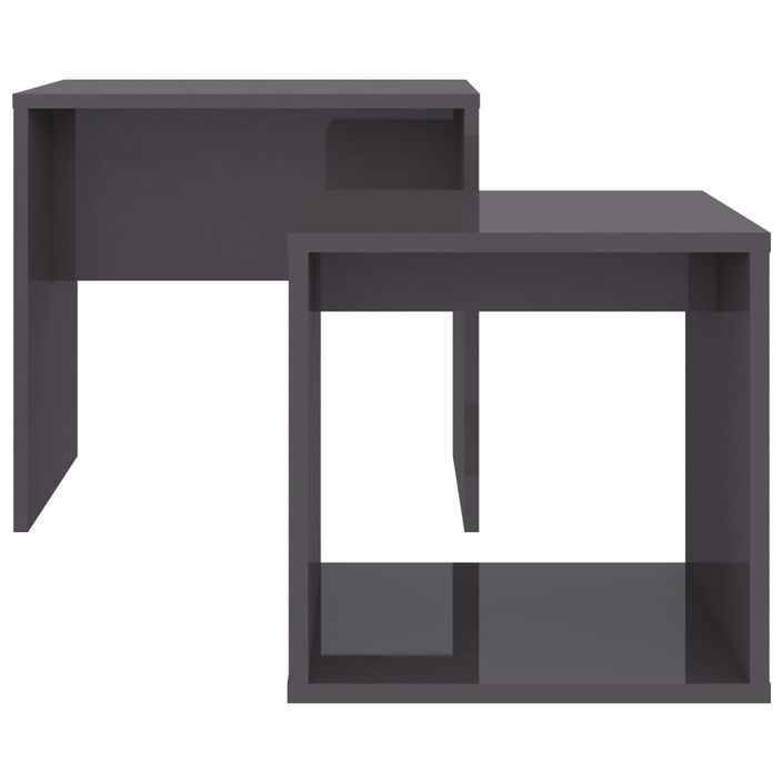 Ensemble de tables basses Gris brillant 48x30x45 cm - Photo n°4