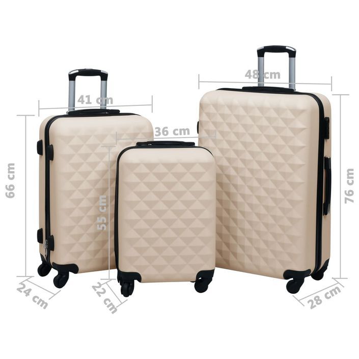 Ensemble de valises rigides 3 pcs Doré ABS - Photo n°8