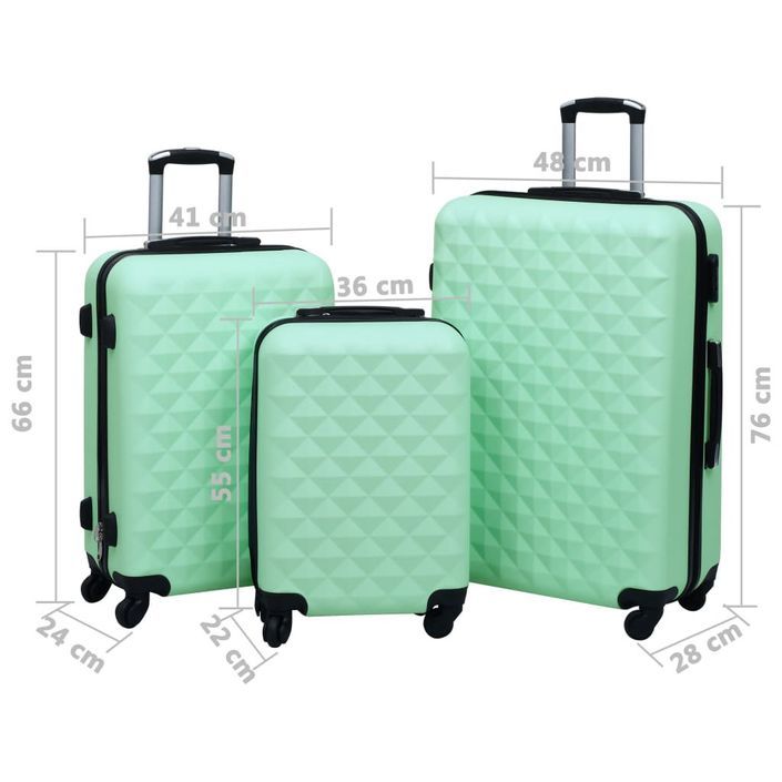 Ensemble de valises rigides 3 pcs Menthe ABS - Photo n°8