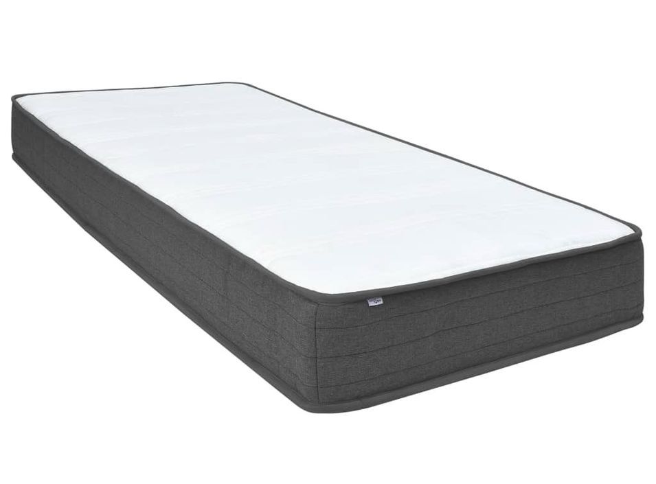 Ensemble matelas équilibré à ressorts 20 cm et sommier tapissier 35.5 cm tissu gris foncé Sloka - Élégance et confort - Photo n°7