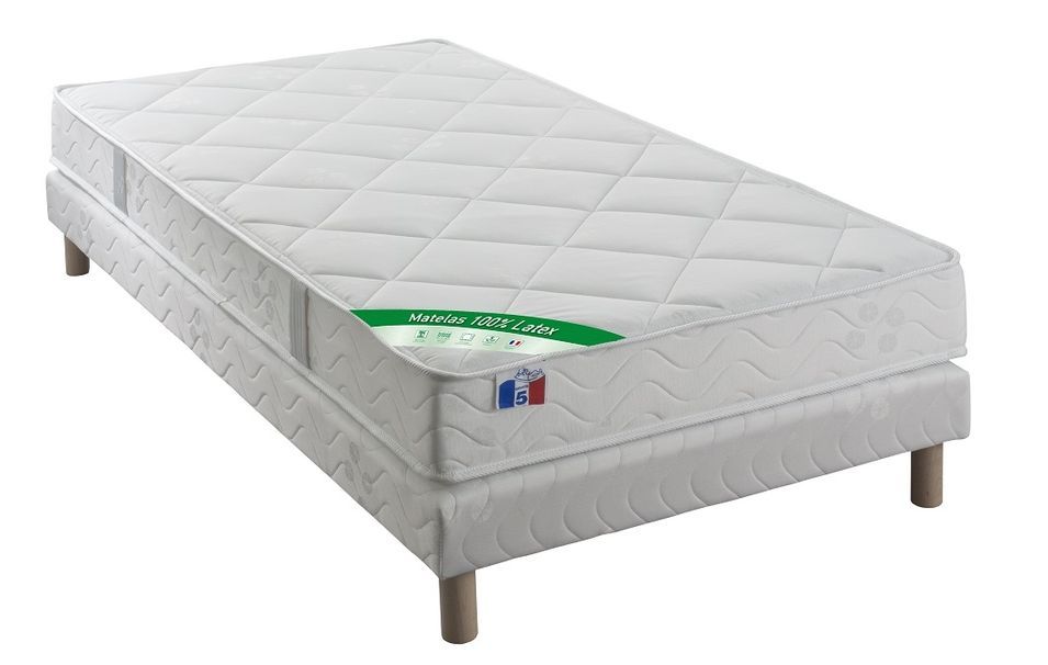 Ensemble matelas ferme 16 cm en latex avec sommier tapissier 27 cm Luna – Confort et stabilité Garanties - Photo n°1