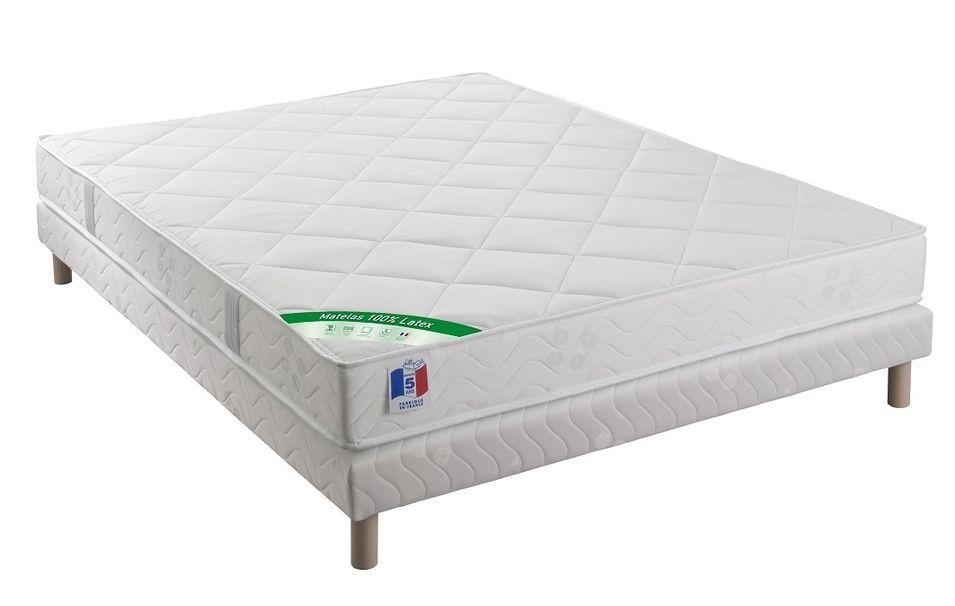 Ensemble matelas ferme 16 cm en latex avec sommier tapissier 27 cm Luna – Confort et stabilité Garanties - Photo n°1