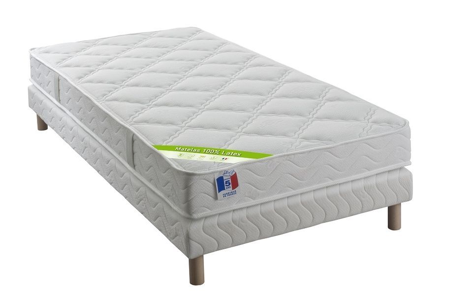 Ensemble matelas ferme 16 cm en latex avec sommier tapissier 27 cm Luna – Confort et stabilité Garanties - Photo n°1