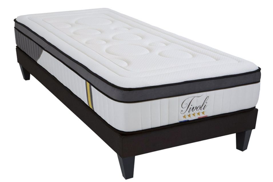 Ensemble matelas moelleux 25 cm à mémoire de forme et sommier 30 cm en bois Tivoli - Photo n°1