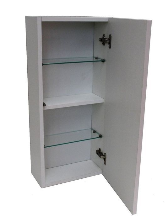 Ensemble meuble de salle de bain 1 étagère 1 armoire bois clair et miroir lumineux Teph L 70 cm - Photo n°4