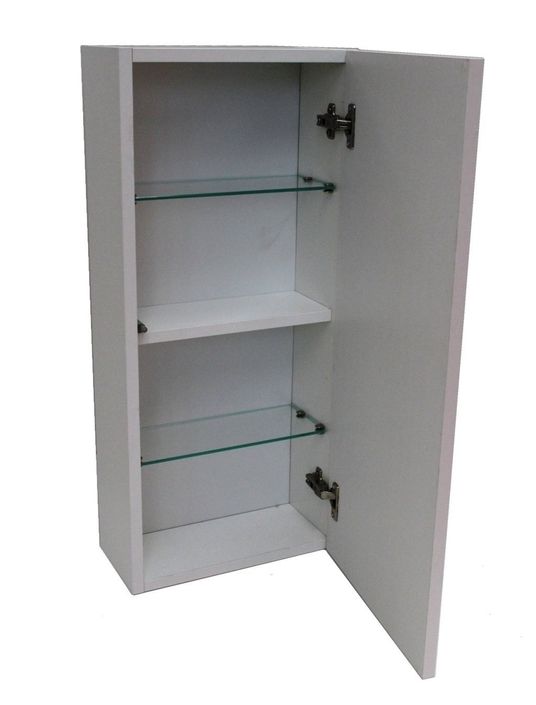 Ensemble meuble de salle de bain 1 étagère 1 armoire chêne clair et laqué blanc et miroir lumineux Teph L 70 cm - Photo n°4