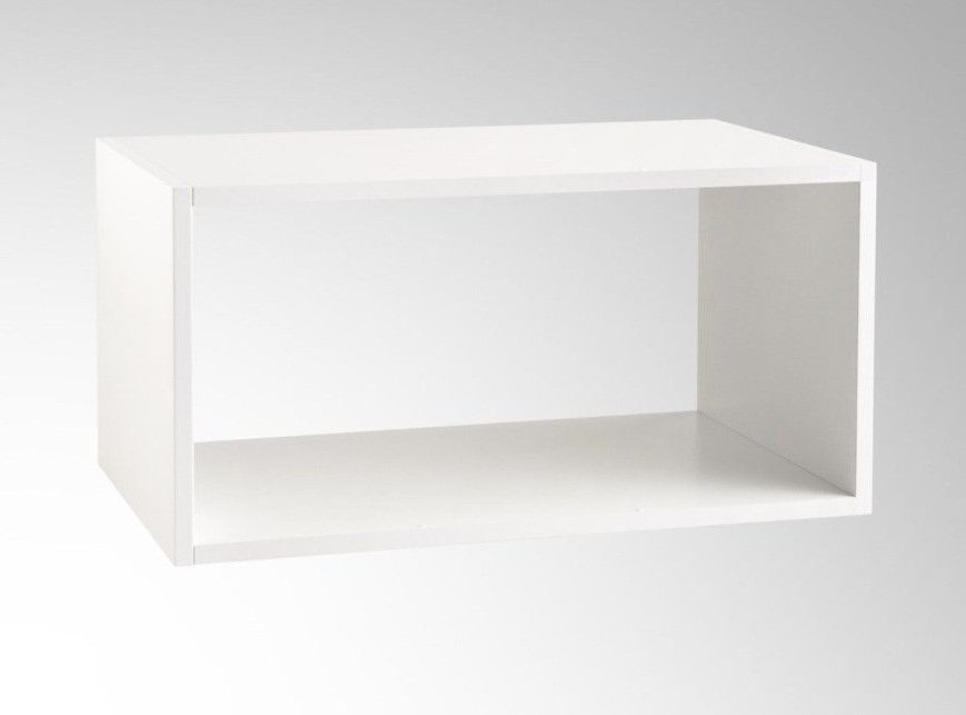 Ensemble meuble de salle de bain 1 étagère 1 armoire effet béton et laqué blanc et miroir lumineux Teph L 70 cm - Photo n°3