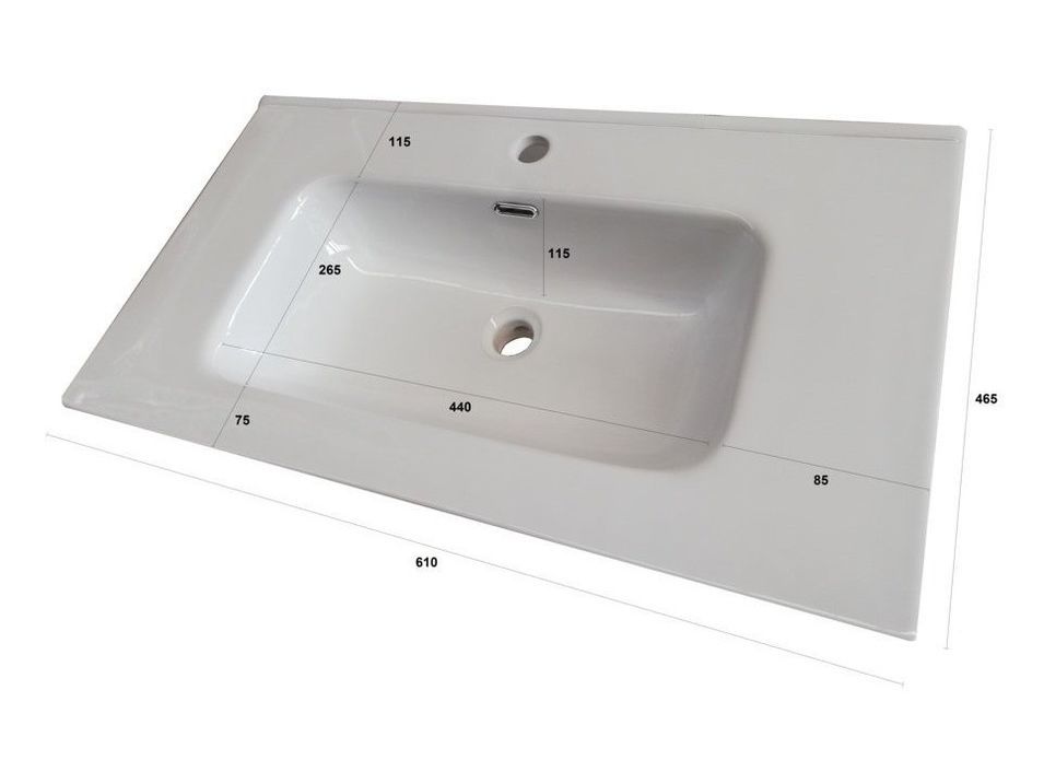 Ensemble meuble de salle de bain 1 tiroir bleu effet pierre et miroir lumineux Noe L 60 cm - Photo n°5