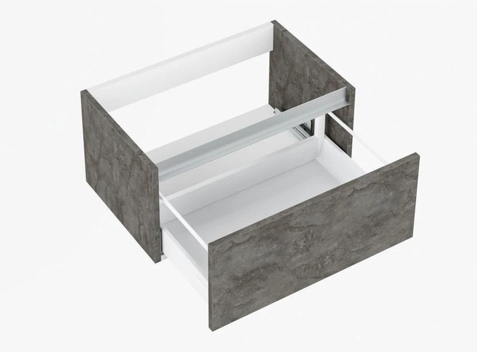 Ensemble meuble de salle de bain 1 tiroir gris oxyde et miroir à LED Teph L 140 cm - Photo n°2