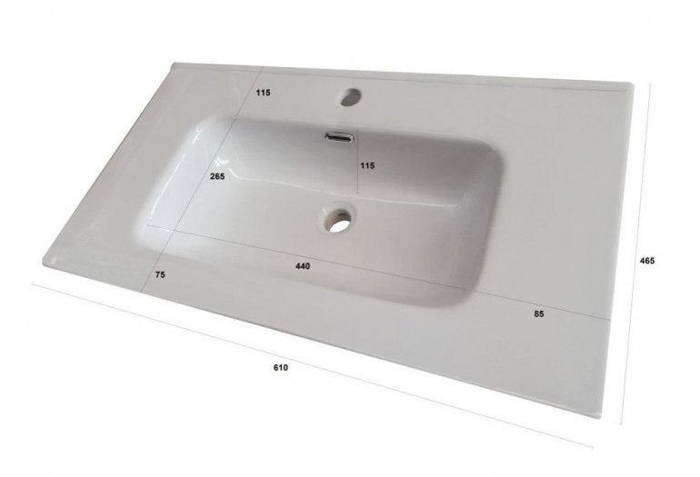 Ensemble meuble de salle de bain 1 tiroir laqué blanc et effet béton avec miroir lumineux et 2 étagères Selb L 60 cm - Photo n°4