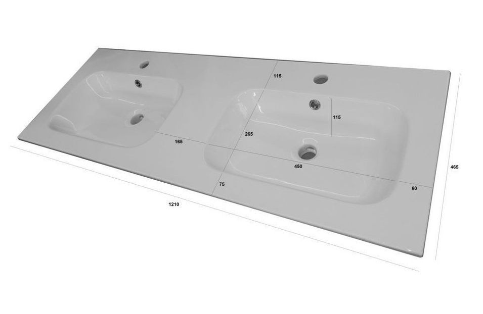 Ensemble meuble de salle de bain 2 tiroirs blanc double vasque et miroir lumineux Olo L 120 cm - Photo n°2