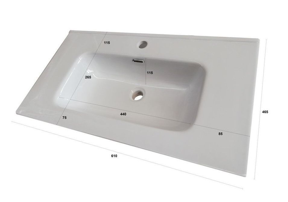 Ensemble meuble de salle de bain 2 tiroirs bois blanc et miroir lumineux Malo L 60 cm - Photo n°5