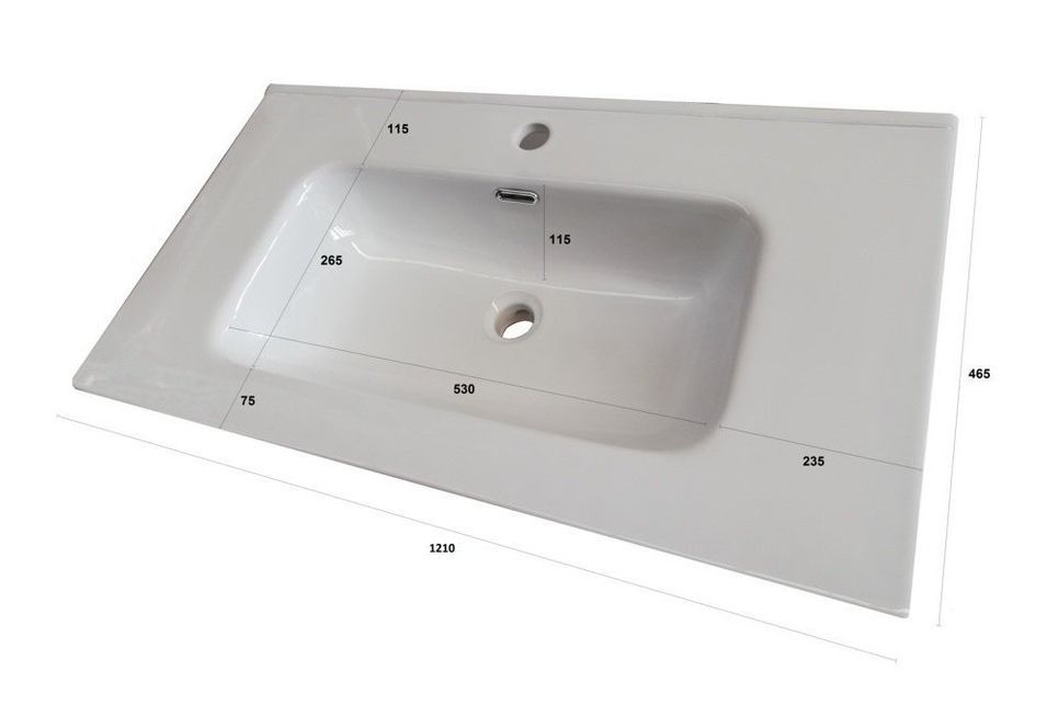 Ensemble meuble de salle de bain 2 tiroirs laqué blanc et gris oxyde et miroir à LED Lago L 120 cm - Photo n°6