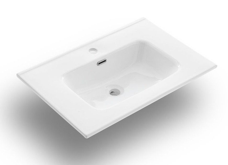 Ensemble meuble de salle de bain 2 tiroirs laqué blanc mat et miroir à LED Oga L 70 cm - Photo n°3