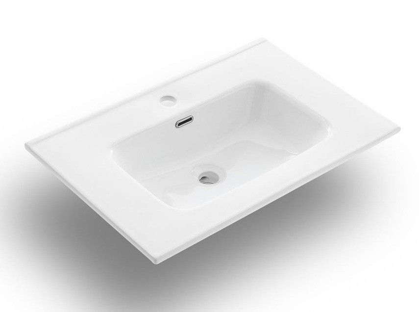 Ensemble meuble de salle de bain 2 tiroirs laqué blanc mat et miroir à LED Oga L 80 cm - Photo n°3