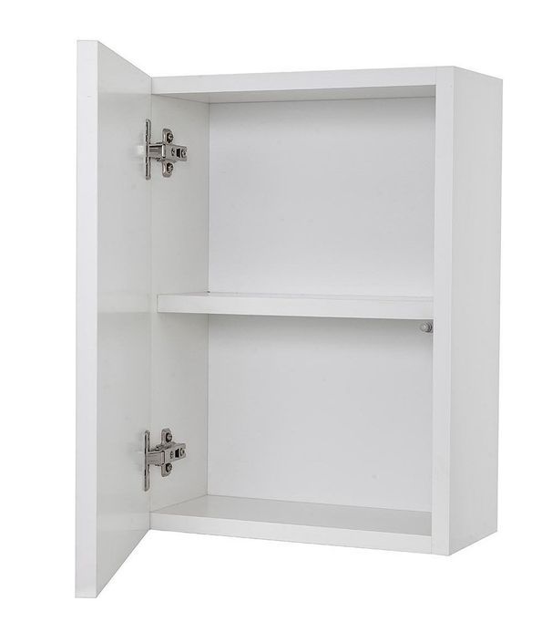 Ensemble meuble de salle de bain 3 armoires laqué blanc et bois clair avec vasque et miroir lumineux Teph L 70 cm - Photo n°4