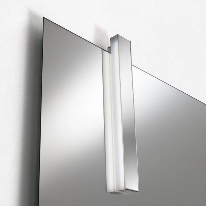 Ensemble meuble de salle de bain 3 tiroirs bois blanc et gris et miroir à LED Lago L 120 cm - Photo n°4