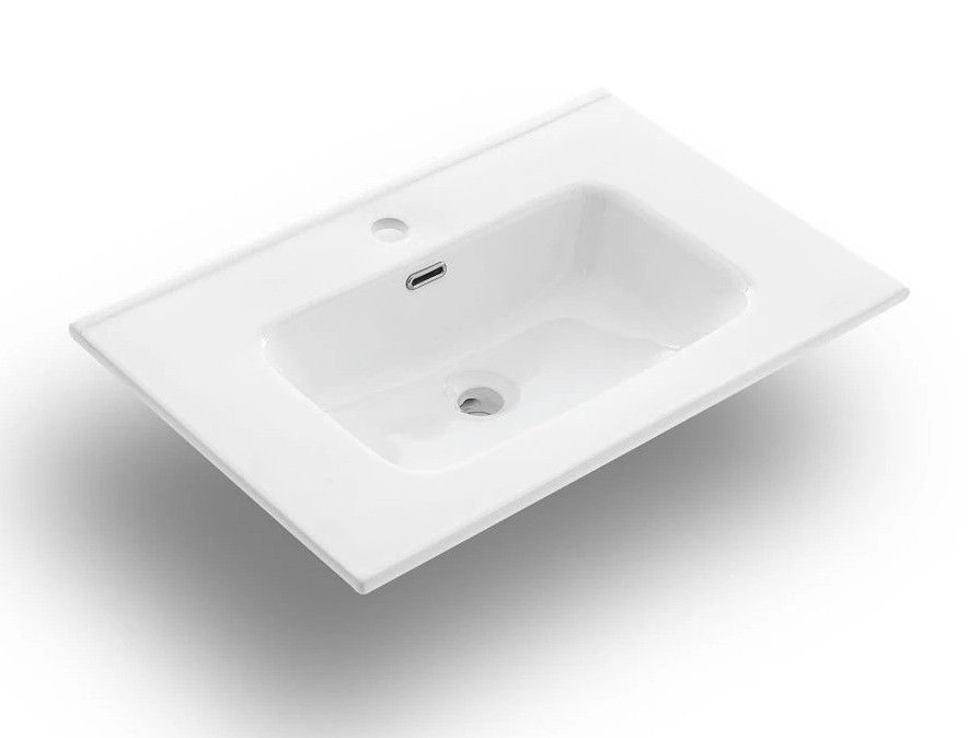 Ensemble meuble de salle de bain 3 tiroirs laqué blanc et effet béton et miroir lumineux Lago L 80 cm - Photo n°2