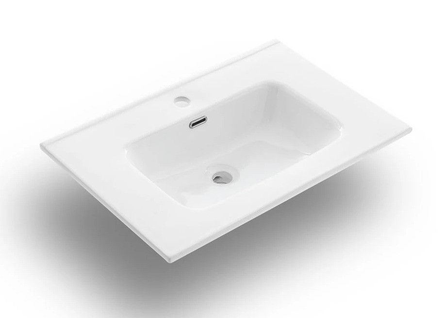 Ensemble meuble de salle de bain 3 tiroirs laqué blanc et gris et miroir lumineux Lago L 80 cm - Photo n°2