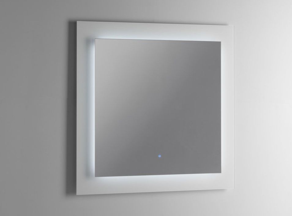 Ensemble meuble de salle de bain blanc et effet béton avec colonne et miroir lumineux Selb L 90 cm - Photo n°4