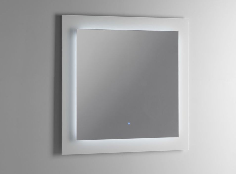 Ensemble meuble de salle de bain laqué blanc avec colonne et miroir lumineux Selb L 90 cm - Photo n°4