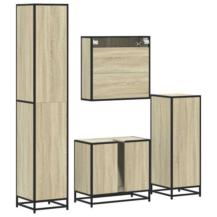 Ensemble meubles salle de bain 4 pcs chêne fumé bois ingénierie - Photo n°8