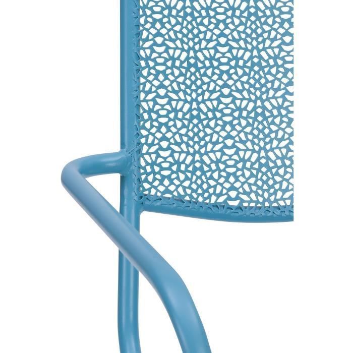 Ensemble repas de jardin ou balcon - Set bistrot table avec 2 fauteuils - Table : 60 x 70 cm, fauteuils : 54 x 64 x 77 cm - Bleu - Photo n°6