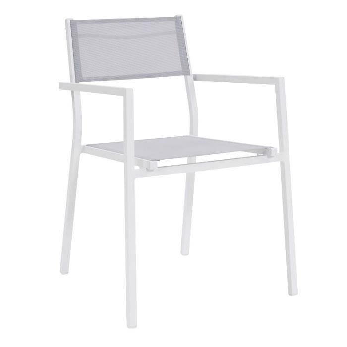 Ensemble repas de jardin - table extensible 160-240 cm et 6 fauteuils - Structure aluminium - Blanc - Photo n°4