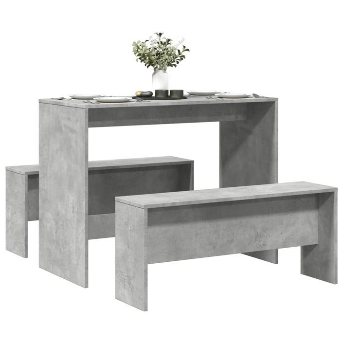 Ensemble table à manger et bancs 3 pcs bois d'ingénierie - Photo n°1