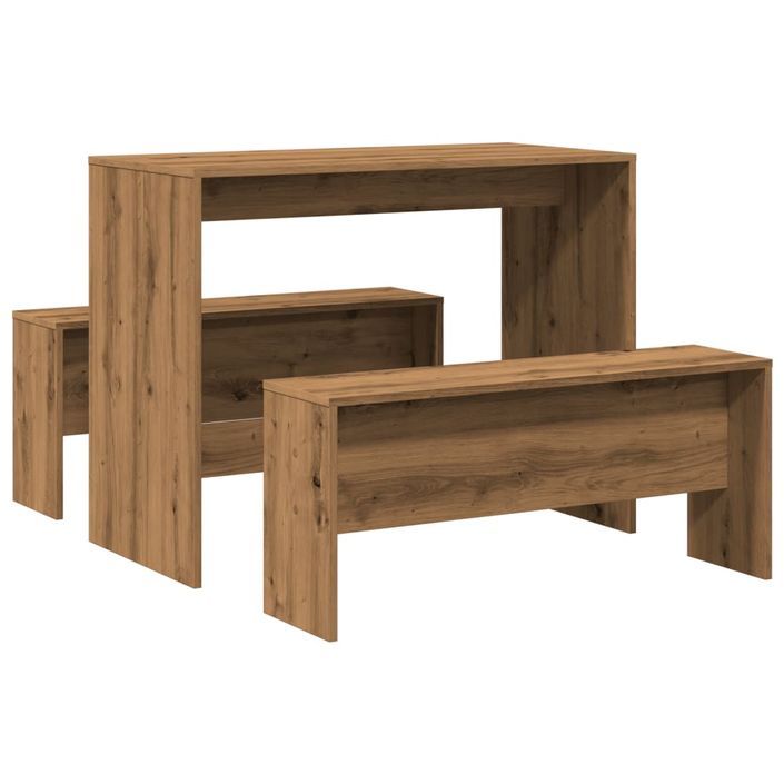 Ensemble table à manger et bancs 3 pcs bois d'ingénierie - Photo n°6