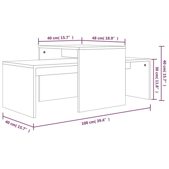 Ensemble table basse Chêne marron 100x48x40cm Bois d'ingénierie - Photo n°7