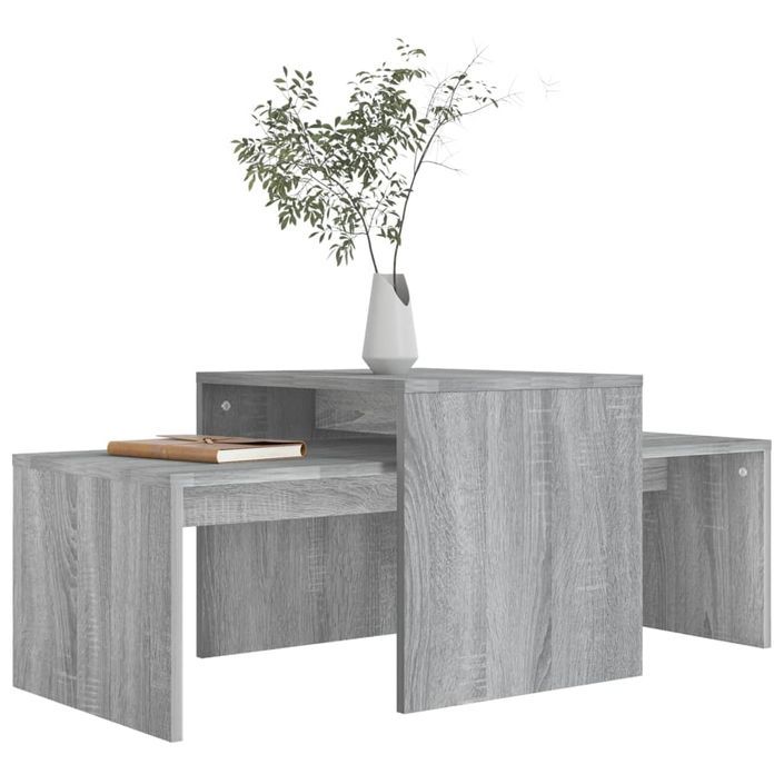 Ensemble table basse Sonoma gris 100x48x40 cm Bois d'ingénierie - Photo n°1