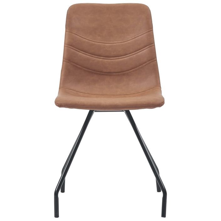 Ensemble table blanche marbré 200 cm et 8 chaises simili cuir marron Vista - Photo n°6