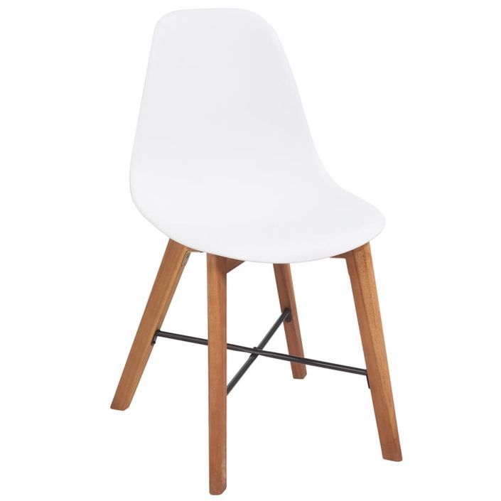 Ensemble table bois d'acacia et 6 chaises polypropylène blanc Silva - Photo n°4