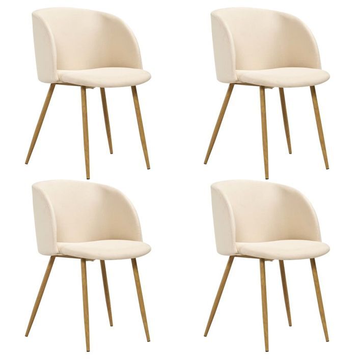 Ensemble table bois marron et 4 chaises tissu beige Liva - Photo n°2