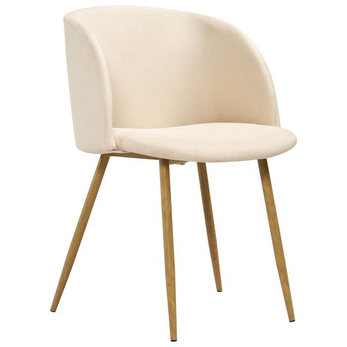 Ensemble table bois marron et 4 chaises tissu beige Liva - Photo n°3