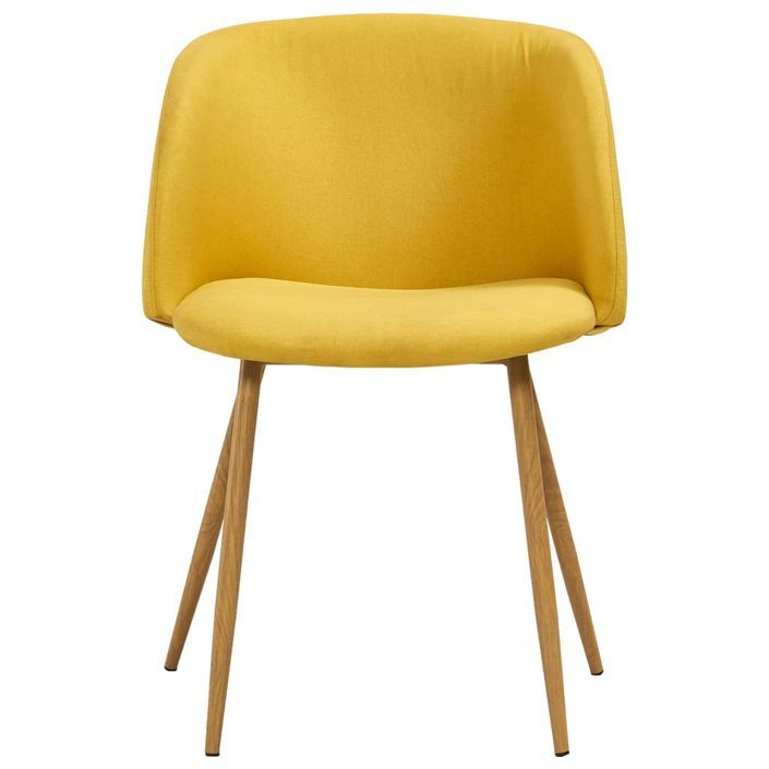 Ensemble table bois marron et 4 chaises tissu jaune Liva - Photo n°8