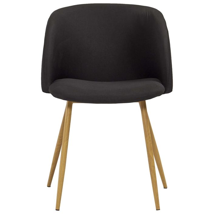 Ensemble table bois marron et 4 chaises tissu noir Liva - Photo n°4