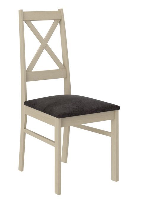 Ensemble table carrée 80/80 cm et 4 chaises en bois clair sonoma et tissu gris foncé Opka - Photo n°5