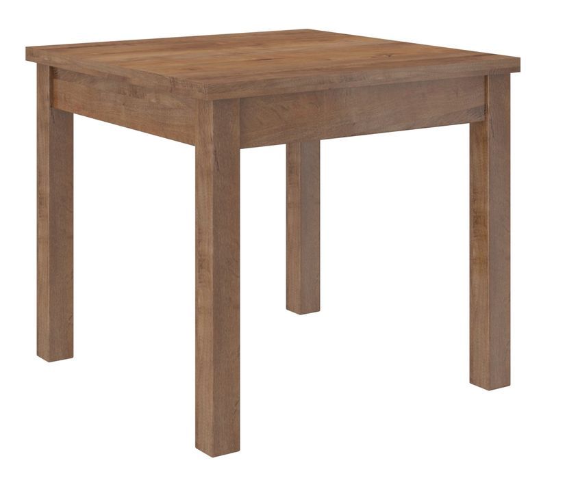 Ensemble table carrée 80/80 cm et 4 chaises en bois marron et tissu beige clair Opka - Photo n°3