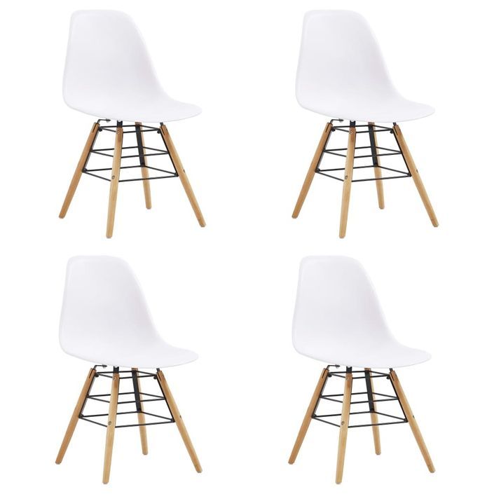Ensemble table carrée 80 cm et 4 chaises blanc et et naturel Scanda - Photo n°3