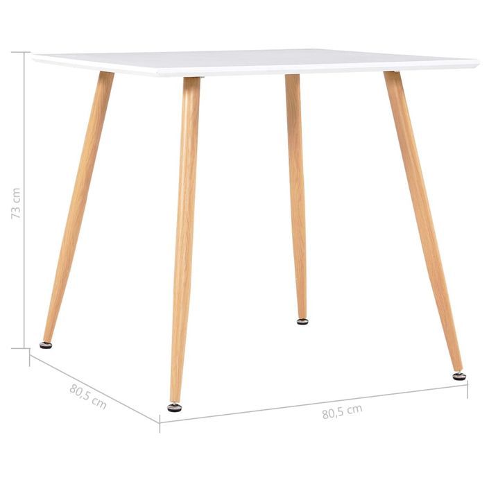 Ensemble table carrée 80 cm et 4 chaises blanc et et naturel Scanda - Photo n°5