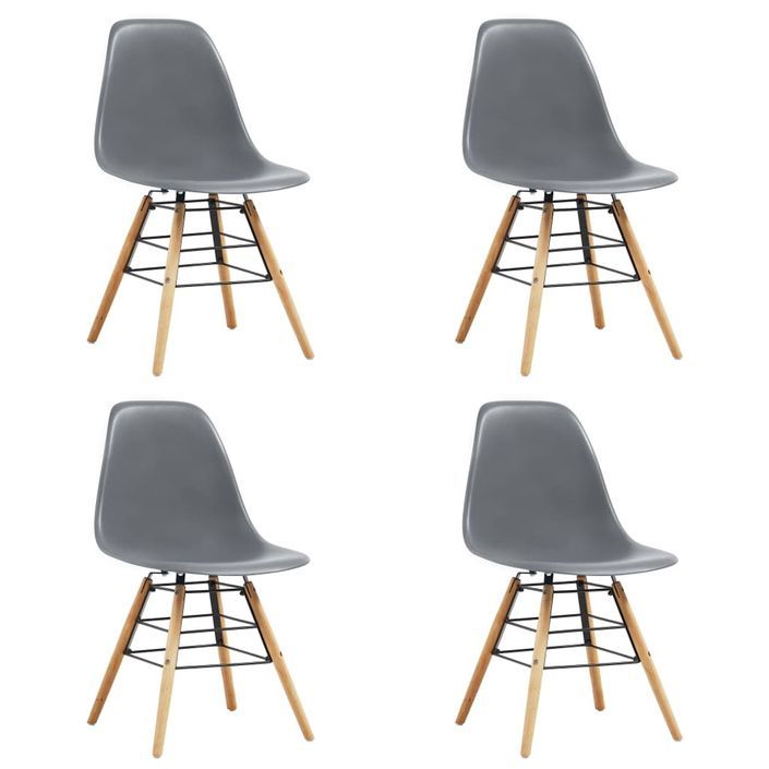 Ensemble table carrée 80 cm et 4 chaises gris et et naturel Scanda - Photo n°3