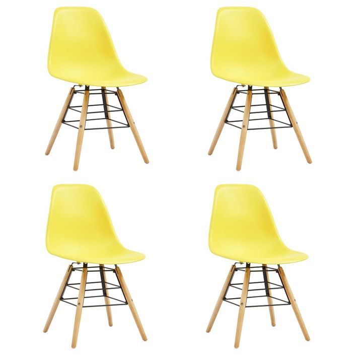 Ensemble table carrée 80 cm et 4 chaises jaune et et naturel Scanda - Photo n°3