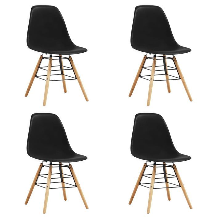 Ensemble table carrée 80 cm et 4 chaises noir et et naturel Scanda - Photo n°3