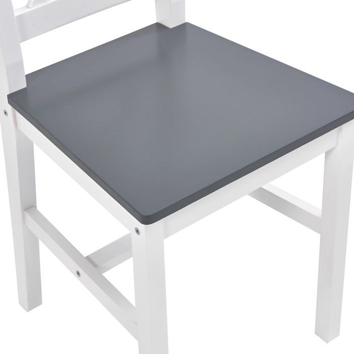 Ensemble table et 8 chaises pin massif blanc et gris Kampia - Photo n°9