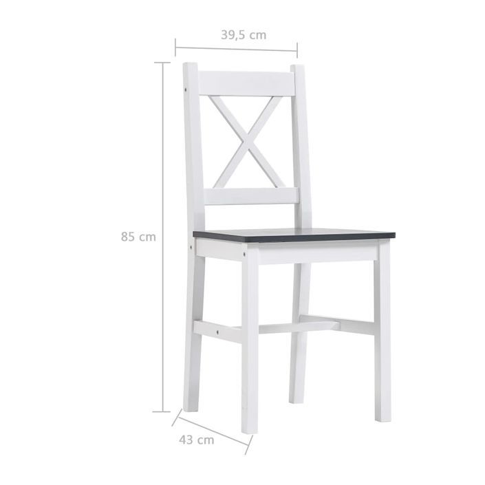 Ensemble table et 8 chaises pin massif blanc et gris Kampia - Photo n°12