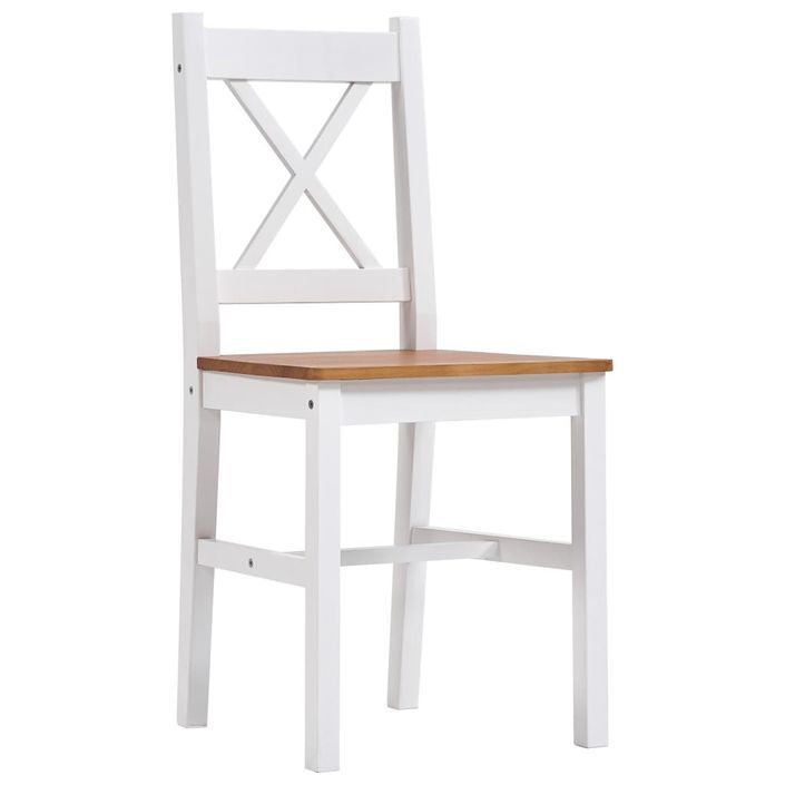 Ensemble table et 8 chaises pin massif blanc et marron Kampia - Photo n°3