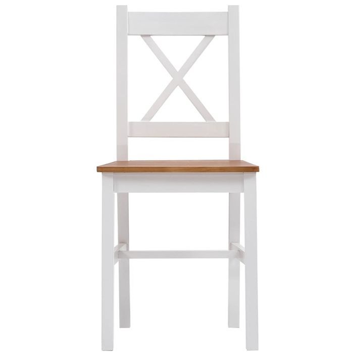 Ensemble table et 8 chaises pin massif blanc et marron Kampia - Photo n°6