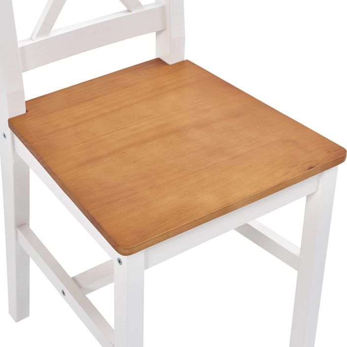 Ensemble table et 8 chaises pin massif blanc et marron Kampia - Photo n°9